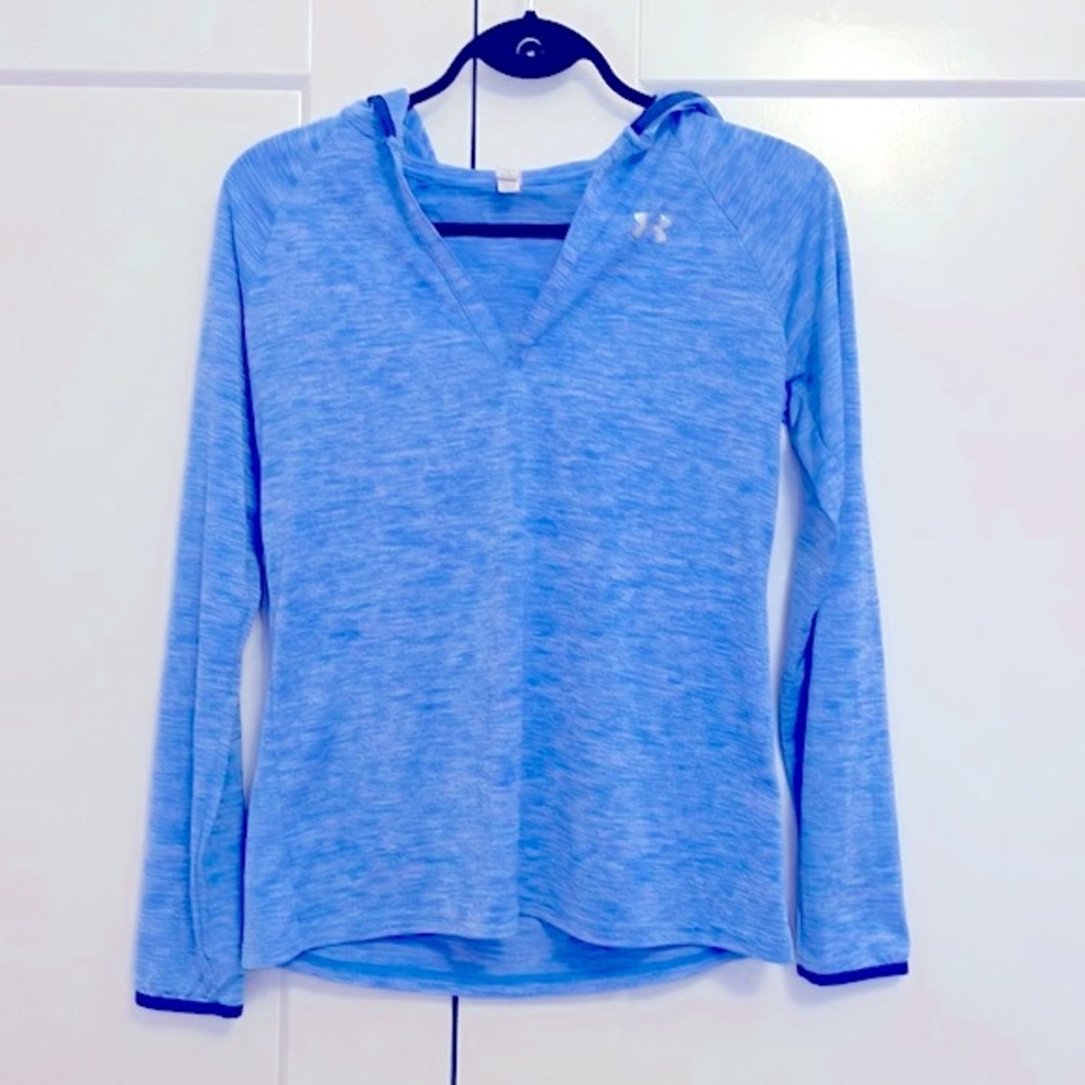 Under Armour Blue Loose Fit Heat Gear Long-sleeved Athletic with Hoodie Size S